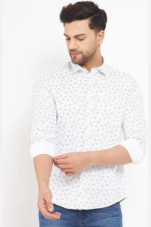 Duke Men Slim Fit Floral Printed Knitted Cotton Casual Shirt