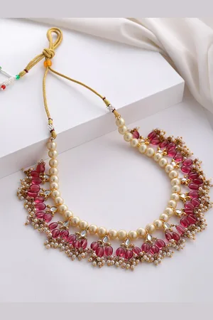 DUGRISTYLE Kundan & Pearls Necklace