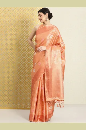 House of Pataudi Woven Design Floral Zari Silk Blend Saree