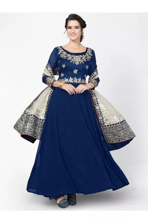 Divine International Trading Co Blue & White Embroidered Unstitched Dress Material