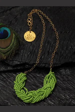 DUGRISTYLE Women Gold-Plated Beaded Necklace