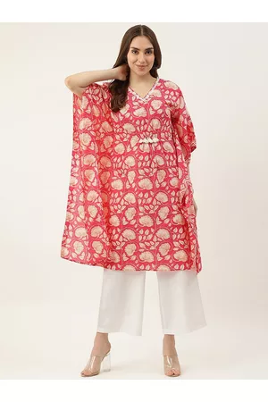 FIORRA Floral Printed Flared Sleeves Pure Cotton Kaftan Kurta