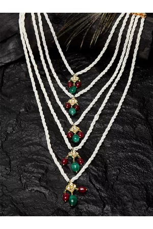 DUGRISTYLE Gold-Plated Kundan & Pearl Studded Layered Necklace