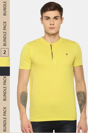 dollar Men Pack of 2 Henley Neck Cotton T-shirt