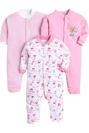 EIO Infant Kids Pack of 3 Printed Cotton Sleepsuits