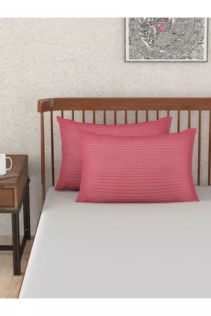 Fabindia Nile Red 2 Pcs Striped Cotton Pillow Covers