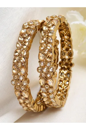karatcart Set Of 2 Gold-Plated Kundan-Studded Bangles