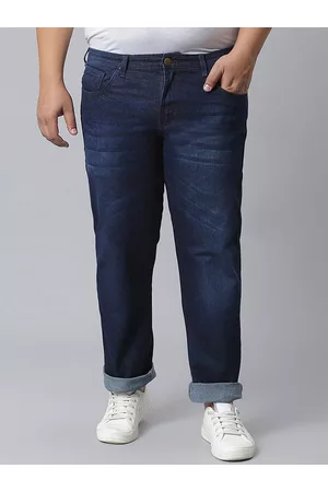 Instafab Plus Size Men Jean Relaxed Fit Light Fade Stretchable Cotton Jeans