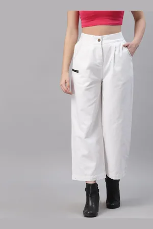 NEUDIS Women Pleated Mid Rise Cotton Parallel Trousers