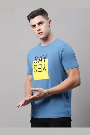 DOOR74 Men Typography Printed Cotton T-shirt