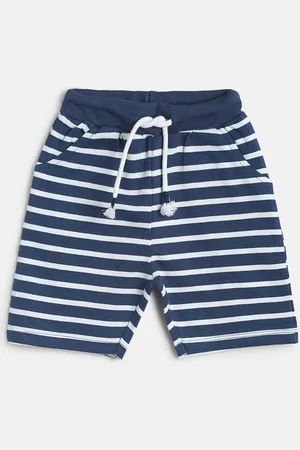 MINI KLUB Boys White Striped Regular Shorts