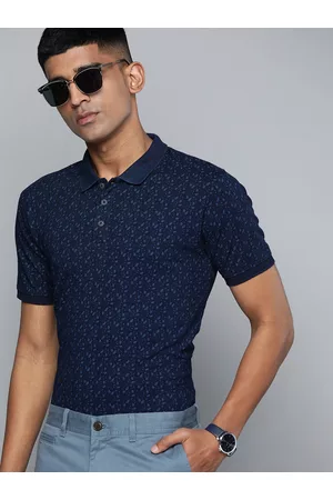 Indian Terrain Men Floral Printed Polo Collar Pure Cotton T-shirt