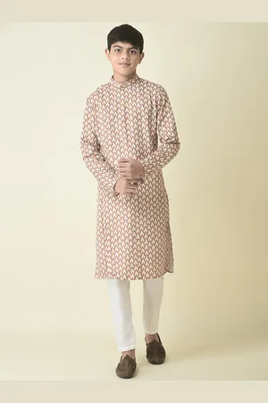 TABARD Boys Printed Pure Cotton Kurta with Churidar