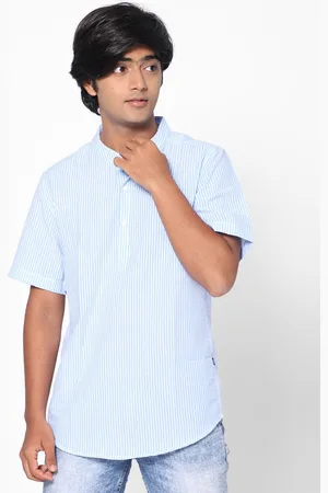 TeenTrums Boys Slim Fit Pinstripes Striped Casual Shirt