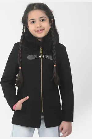 Crimsoune Club Girls Faux Fur Detailed Single-Breasted Overcoat