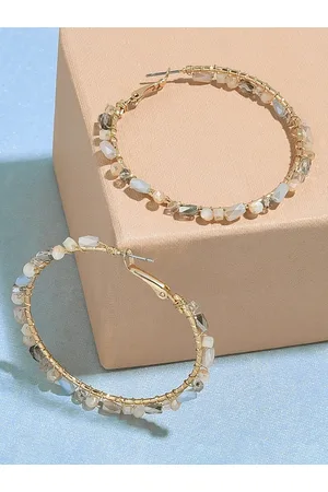 Accessorize London Women pink Raw Facet Beaded Hoops Earring
