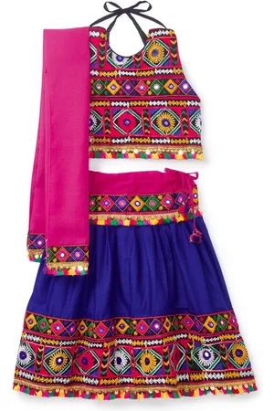 Banjara Girls Embroidered Thread Work Ready to Wear Lehenga & Blouse With Dupatta