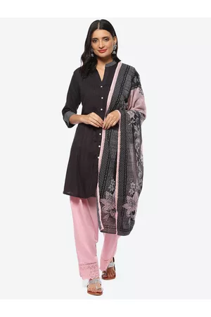 Biba Women Pleated Kurta with Palazzos & Dupatta Set