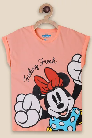 Kidsville Girls Minnie Mouse Printed Extended Sleeves Pure Cotton T-shirt