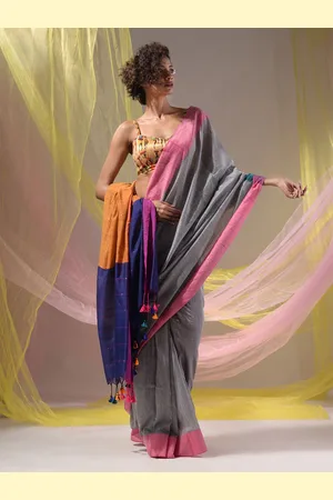 Charukriti Colourblocked Sequined Pure Cotton Saree
