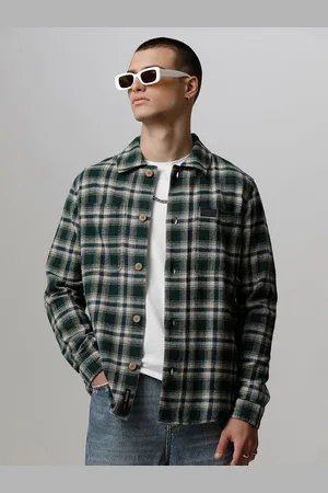 The Bear House Men Checked Heavy Flannel Cotton Shacket