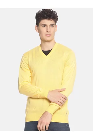 513 Clothing Men Yellow Solid Pullover Sweater