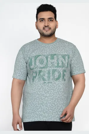 John Pride Men Green Printed Round Neck T-shirt