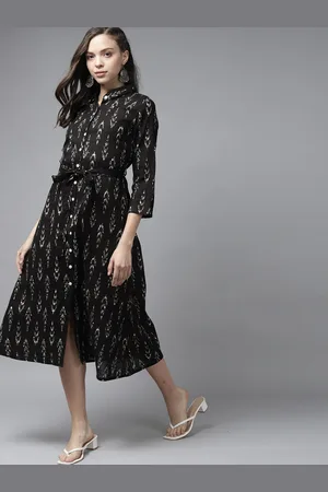 Indo Era Abstract Printed Cotton Shirt Ethnic Dress