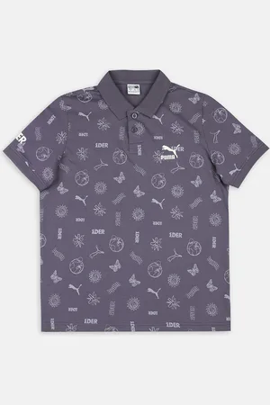 PUMA Kids Mauve 1Der Kl Rahul Youth Aop Polo Collar Printed Cotton Regular Fit T-shirt