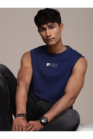 FORCE IX Men Pure Cotton Round Neck Sleeveless T-shirt