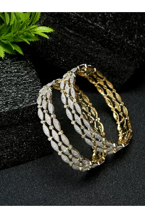 YouBella Set of 2 Gold-Plated & White AD Studded Bangles