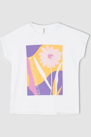 DeFacto Girls Printed Pure Cotton Extended Sleeves T-Shirt