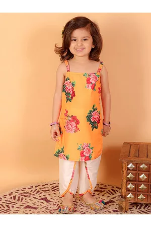 Vastramay Girls Floral Printed Kurta with Dhoti Pants