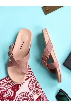 Elle Women Textured Open Toe Flats