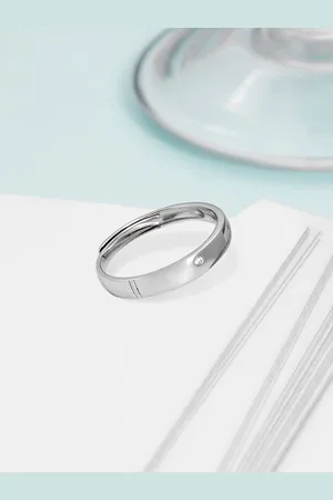 Zavya Women 925 Sterling Silver Rhodium-Plated Stone-Studded Adjustable Finger Ring