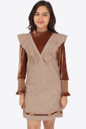 CUTECUMBER Girls Checked A-Line Acrylic Dress