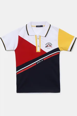 V-Mart Boys Colourblocked Polo Collar Cotton T-shirt