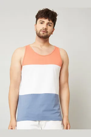 Rodzen Men Colourblocked Sleeveless Pure Cotton T-shirt