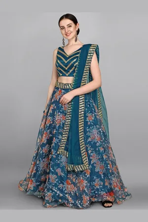 Ethnic Yard Semi-Stitched Lehenga & Unstitched Blouse With Dupatta