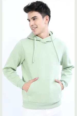 Highlander Men Green Solid Hooded Sweatshirt