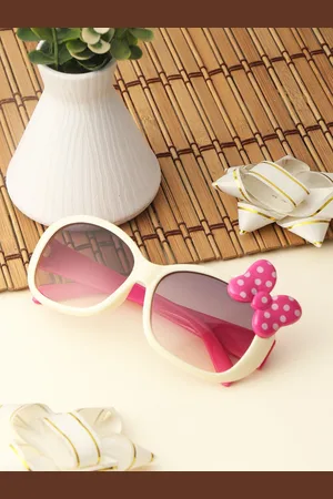 PASSION PETALS Girls Brown Lens & White Oval Sunglasses with Polarised and UV Protected Lens