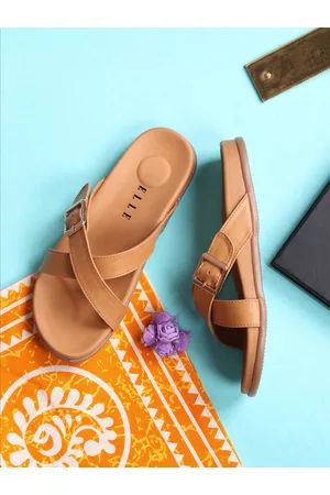 Elle Women Textured Open Toe Flats