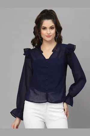 Aayu Ruffles Georgette Shirt Style Top