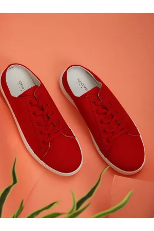Tokyo Talkies Women Red Lace Up Mule Sneakers