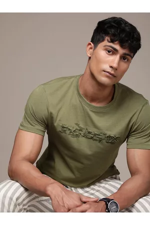 FORCE IX Men Pure Cotton Brand Logo Embossed T-shirt
