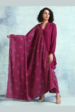 trueBrowns Women Pink Floral Printed Velvet Shawl
