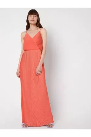 VERO MODA Women Peach-Coloured Empire Maxi Dress