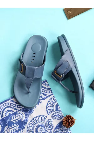 Elle Women Textured T-Strap Flats