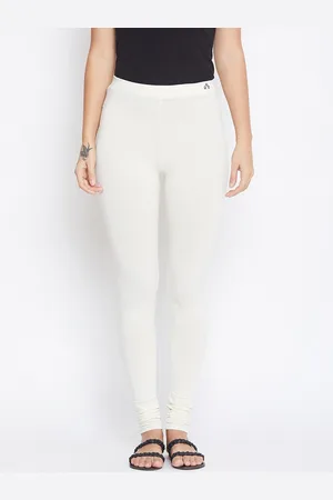 ALIZA Women Off White Solid Churidar Length Leggings