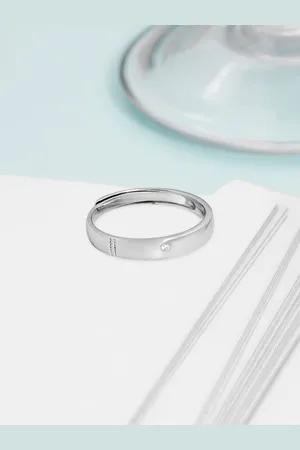 Zavya Men Rhodium-Plated Sterling Silver Stone Studded Adjustable Finger Ring